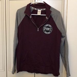 SALE‼️ Victoria’s Secret Pink maroon quarter zip